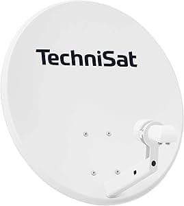 TechniSat TECHNITENNE 60 - Antenna parabolica per 2 utenti (impianto satellitare digitale da 60 cm, set completo, antenna con supporto per fissaggio a palo e LNB twin universale) grigio chiaro
