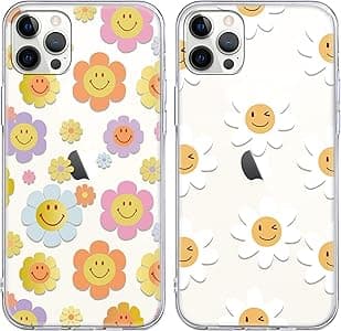 Yoedge 2 Pezzi Cover per iPhone 14 Pro 6,1", Fiori colorati Ultra Sottile Trasparente Morbida TPU Custodia in Silicone Antiurto Antigraffio Protettiva Case con Disegni per Donne per iPhone 14 Pro