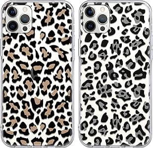 Yoedge 2 × Cover per iPhone 15 Pro Max 6,7" - Custodia Marrone Leopardo per Telefono in Trasparente con Aesthetic Disegni, Custodie per Cellulare in Silicone TPU per iPhone 15 Pro Max case