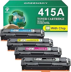 GREENSKY 415A con Chip Compatibile per HP 415A 415X Toner per HP Color Laserjet Pro MFP M479fdw M479fnw M479fdn M479dw M454dn M454dw W2030A W2031A W2032A W2033A Nero Ciano Giallo Magenta 4-Pack