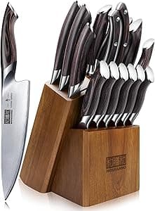 HOSHANHO Set Coltelli da Cucina da 16 Pezzi, Set Coltello da Chef Professionali in Acciaio Inossidabile Giapponese, Coltello da Cucina Ultra Affilati con Affilatore